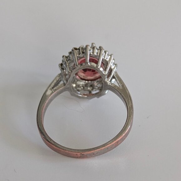 1900 Custom Princess cut glass red stone ring. - Picture 7 of 10